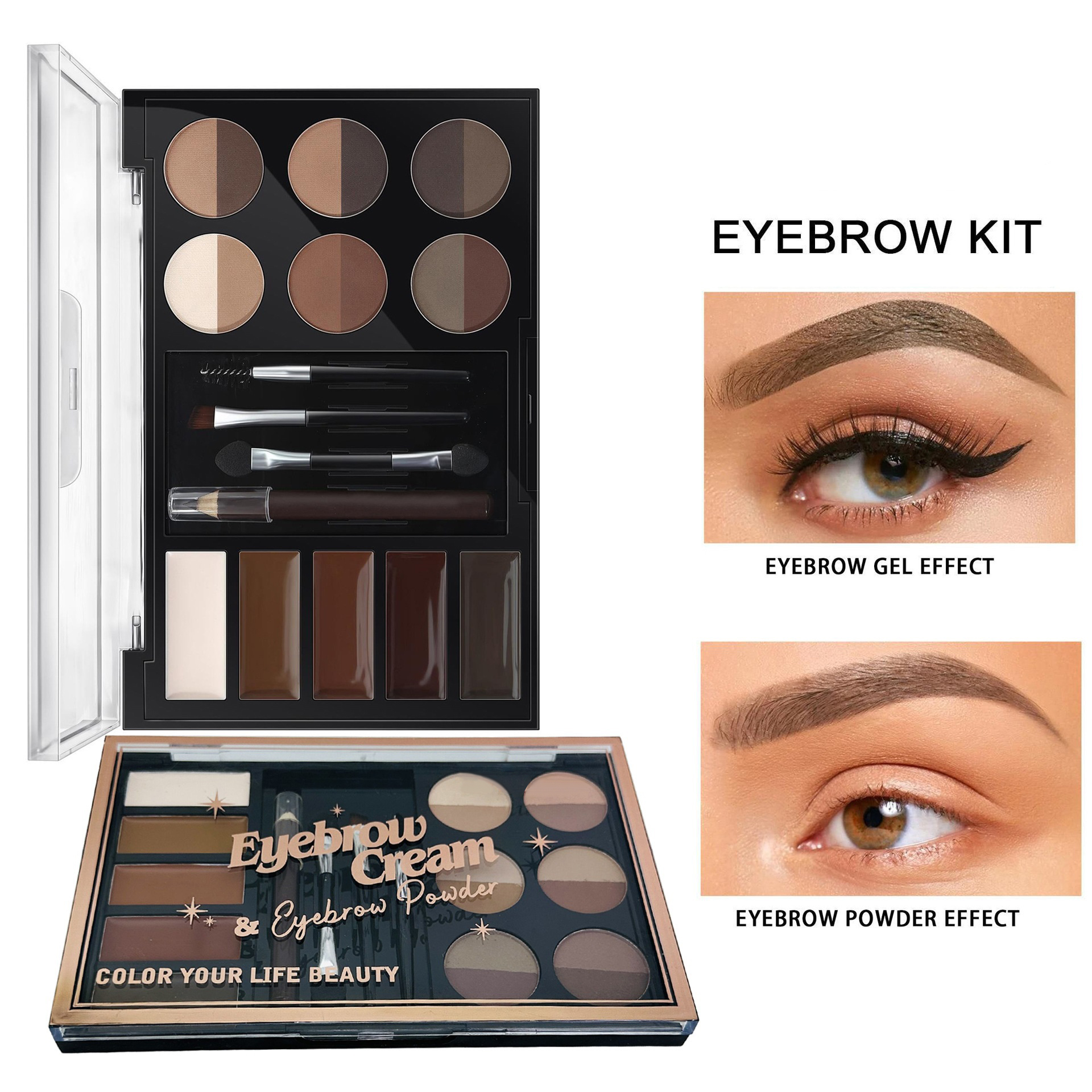 BAIMA Waterproof Novice Eyeshadow Multi-Colour Eyebrow Color Powder Palette Set